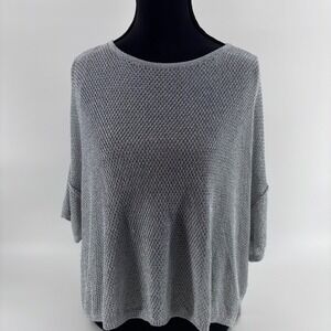 Gilded intent Metallic Silver dolman Open Knit Sweater Tunic McBling clean ‎ S